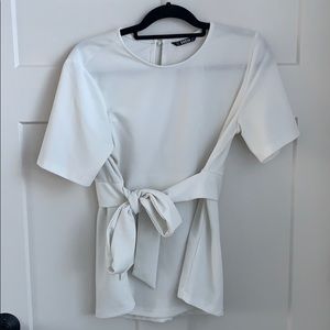 White Tie Front Blouse